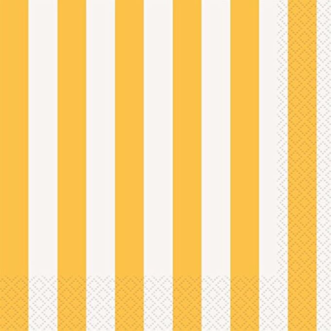SUNFLOWER YELLOW DECOR STRIPES LUNCH NAPKINS 16 PIECES